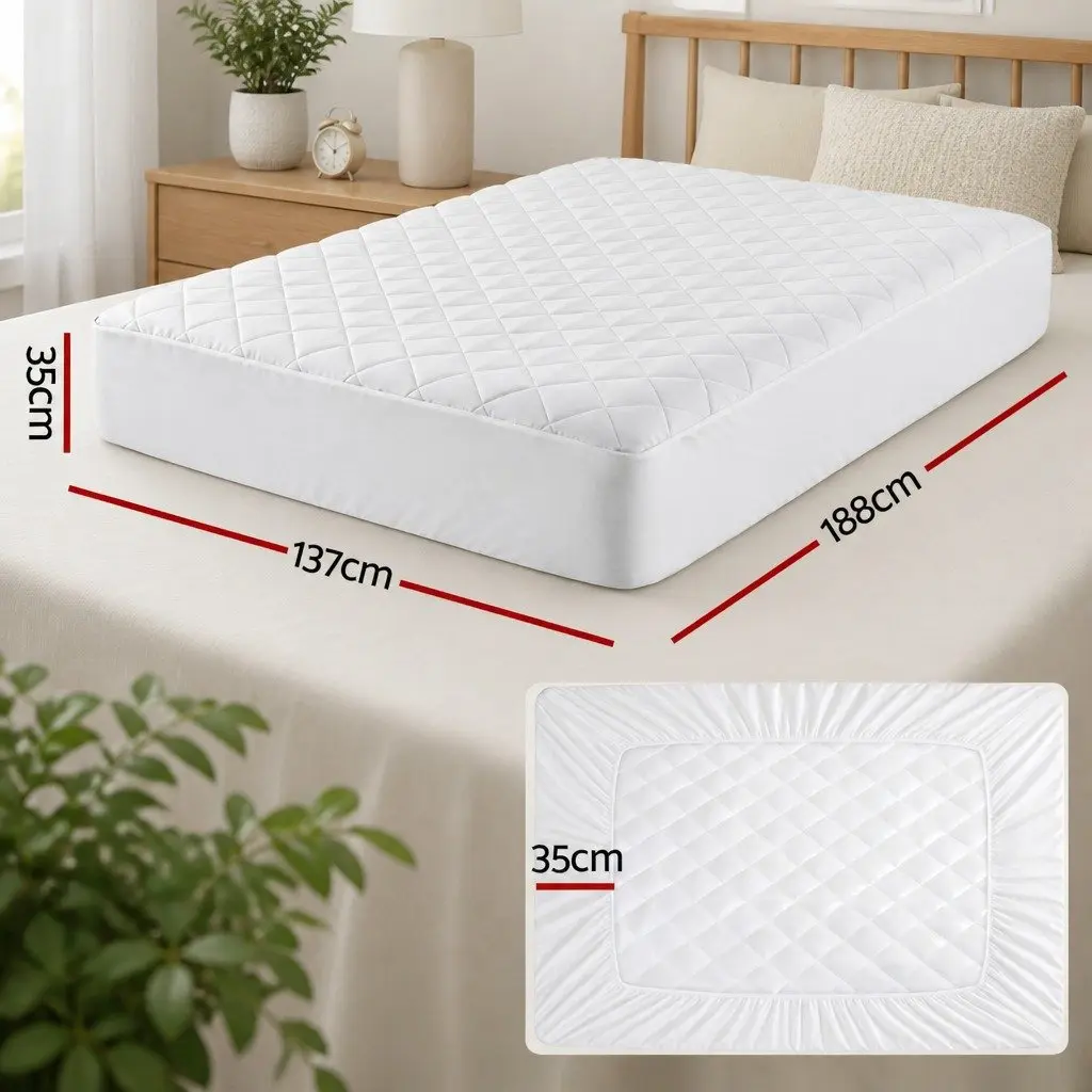 Mattress Protector Waterproof Quilted Double Size Cotton Top