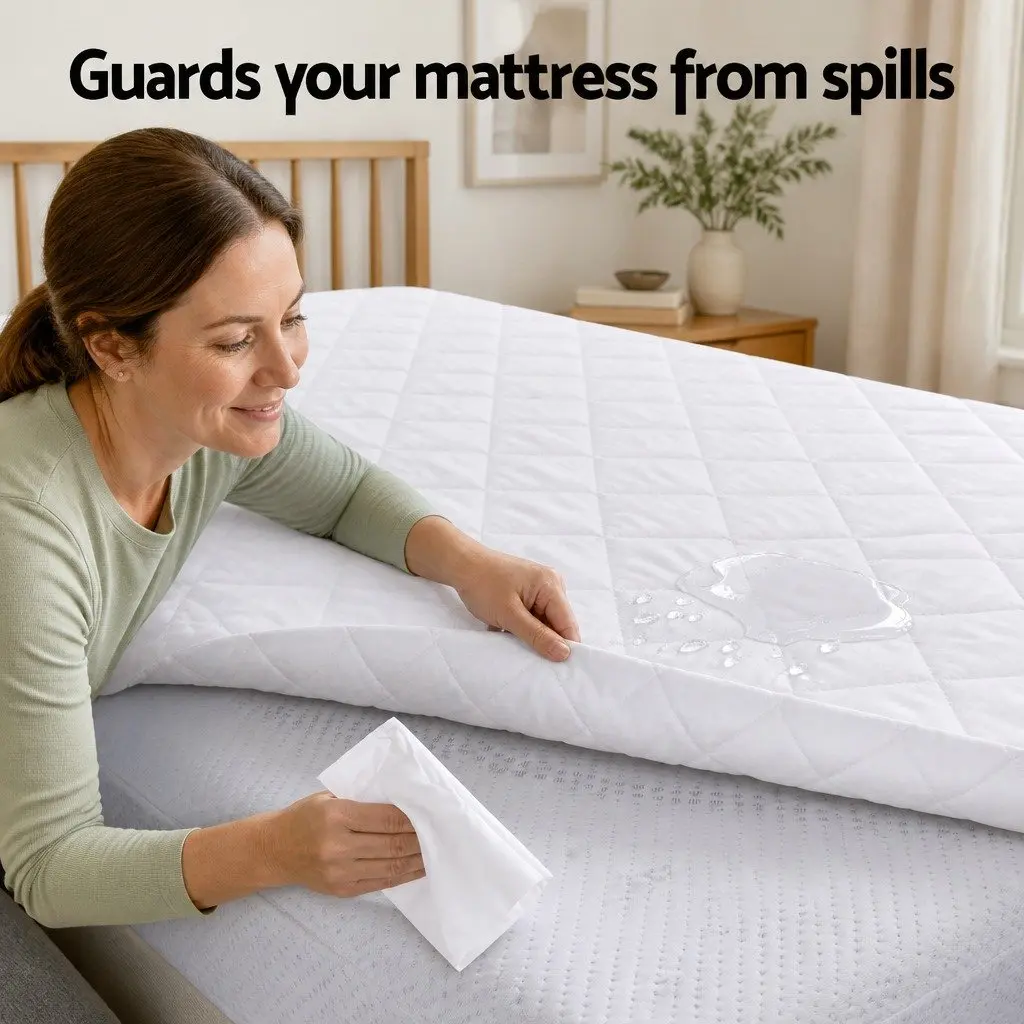 Mattress Protector Waterproof Quilted Double Size Cotton Top