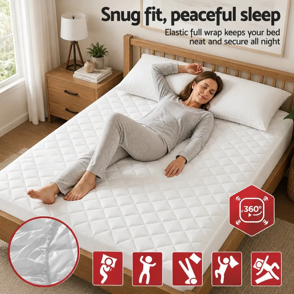 Mattress Protector Waterproof Quilted Double Size Cotton Top