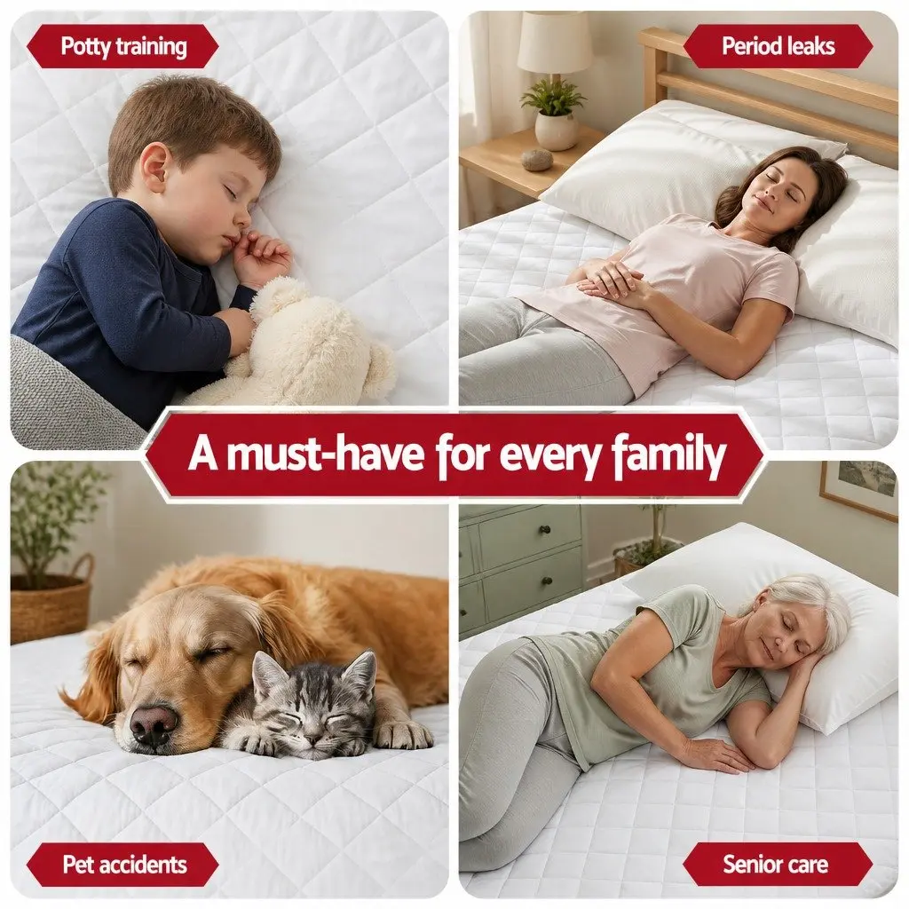 Mattress Protector Waterproof Quilted Double Size Cotton Top