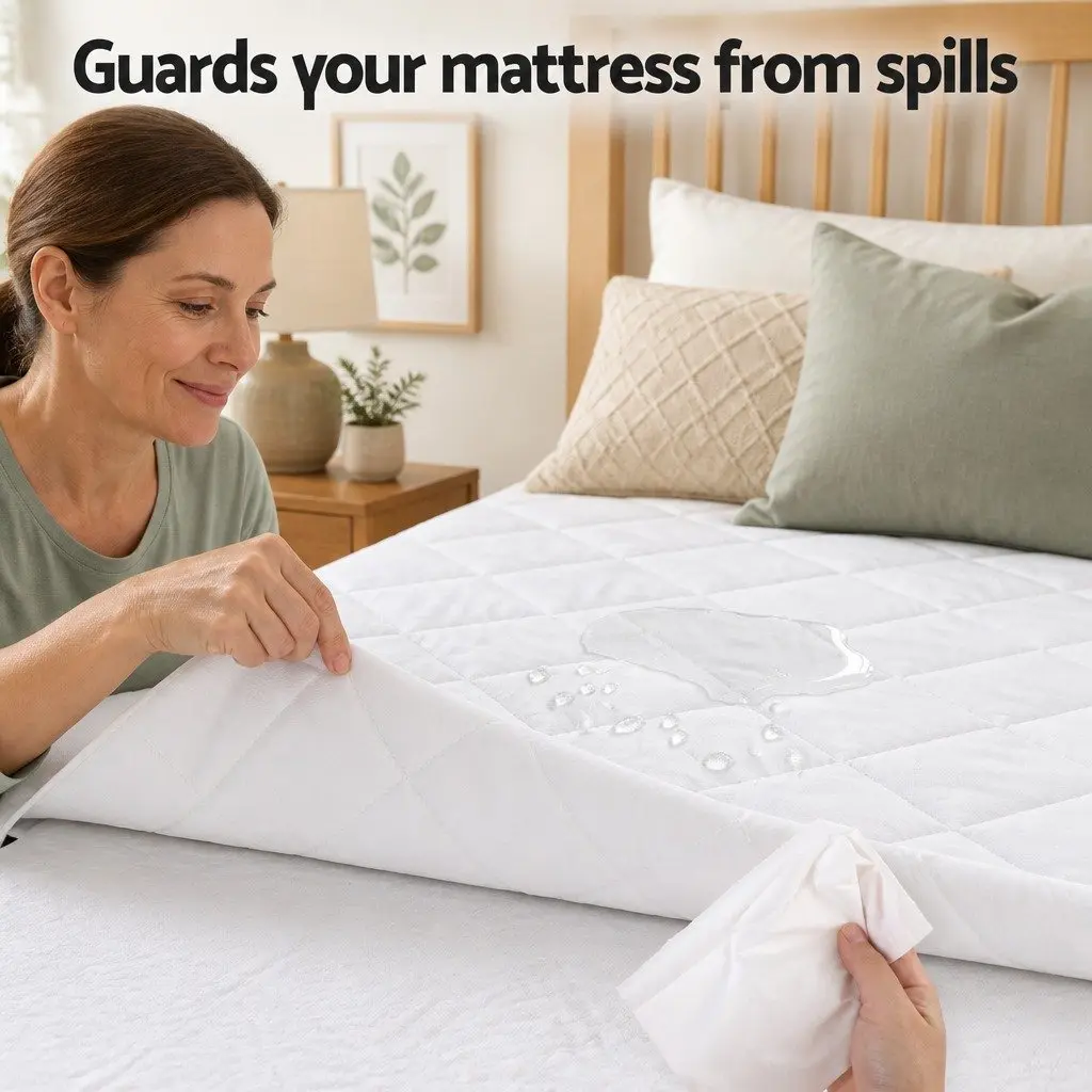 Mattress Protector Waterproof Quilted Cotton Queen Size Deep Pocket