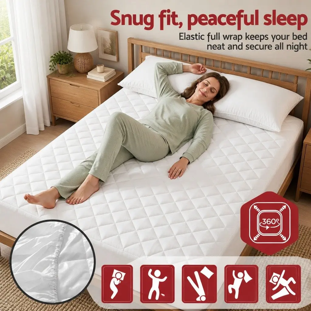 Mattress Protector Waterproof Quilted Cotton Queen Size Deep Pocket