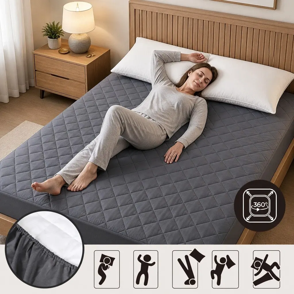 Water-Resistant Mattress Protector Microfiber Double Bed 360° Elastic Fitted