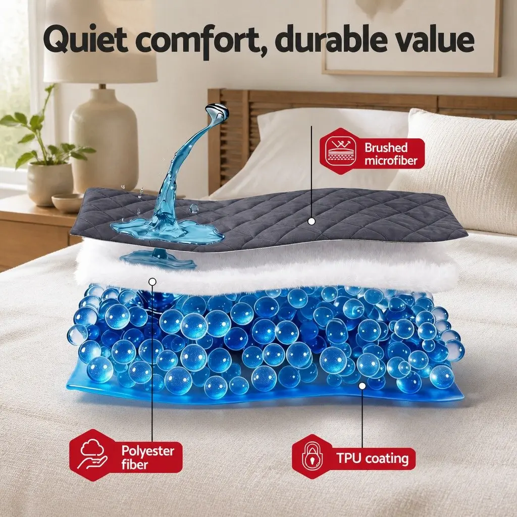 Microfiber Mattress Protector 360° Elastic Fitted Skirt Queen Size Grey Washable