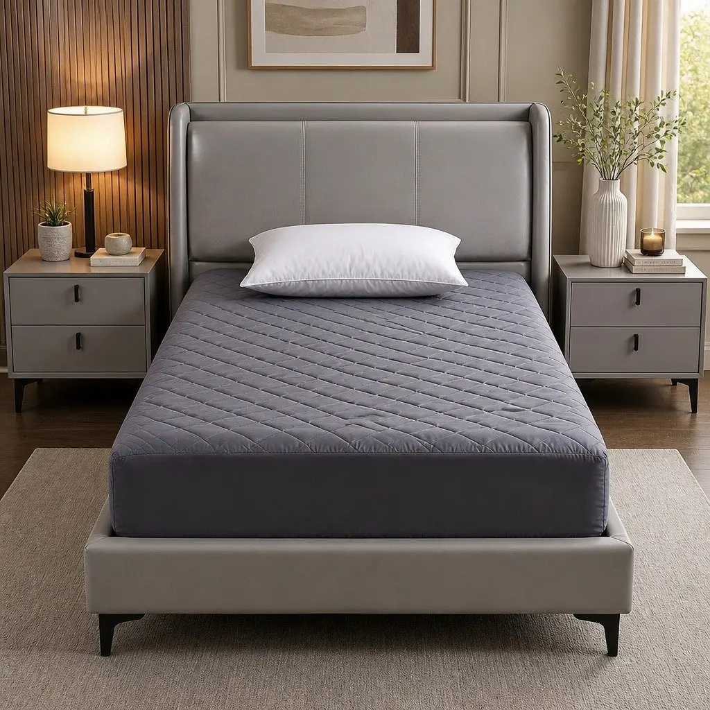 Single Mattress Protector Water-Resistant Deep Pocket 35cm Fitted Elastic Skirt