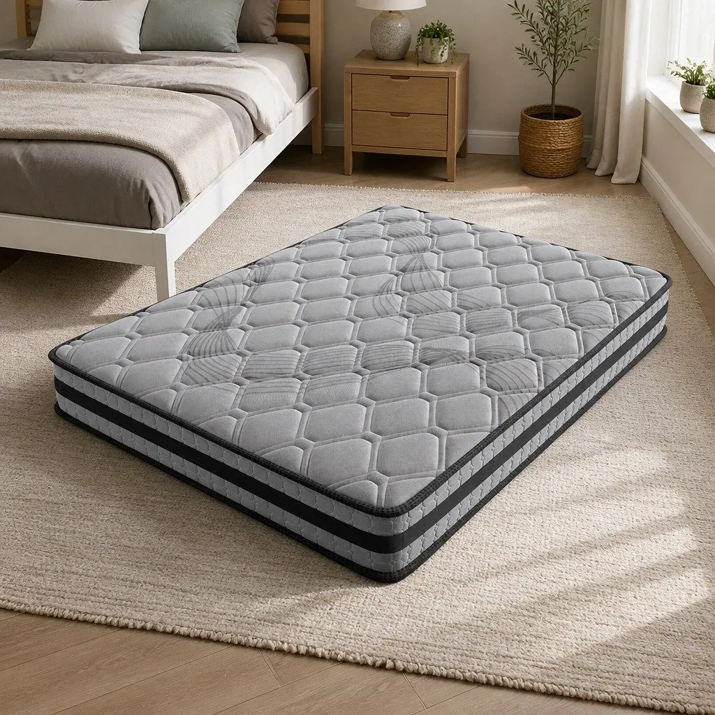 Queen Pocket Coil Mattress Medium Firm Support Breathable 22cm