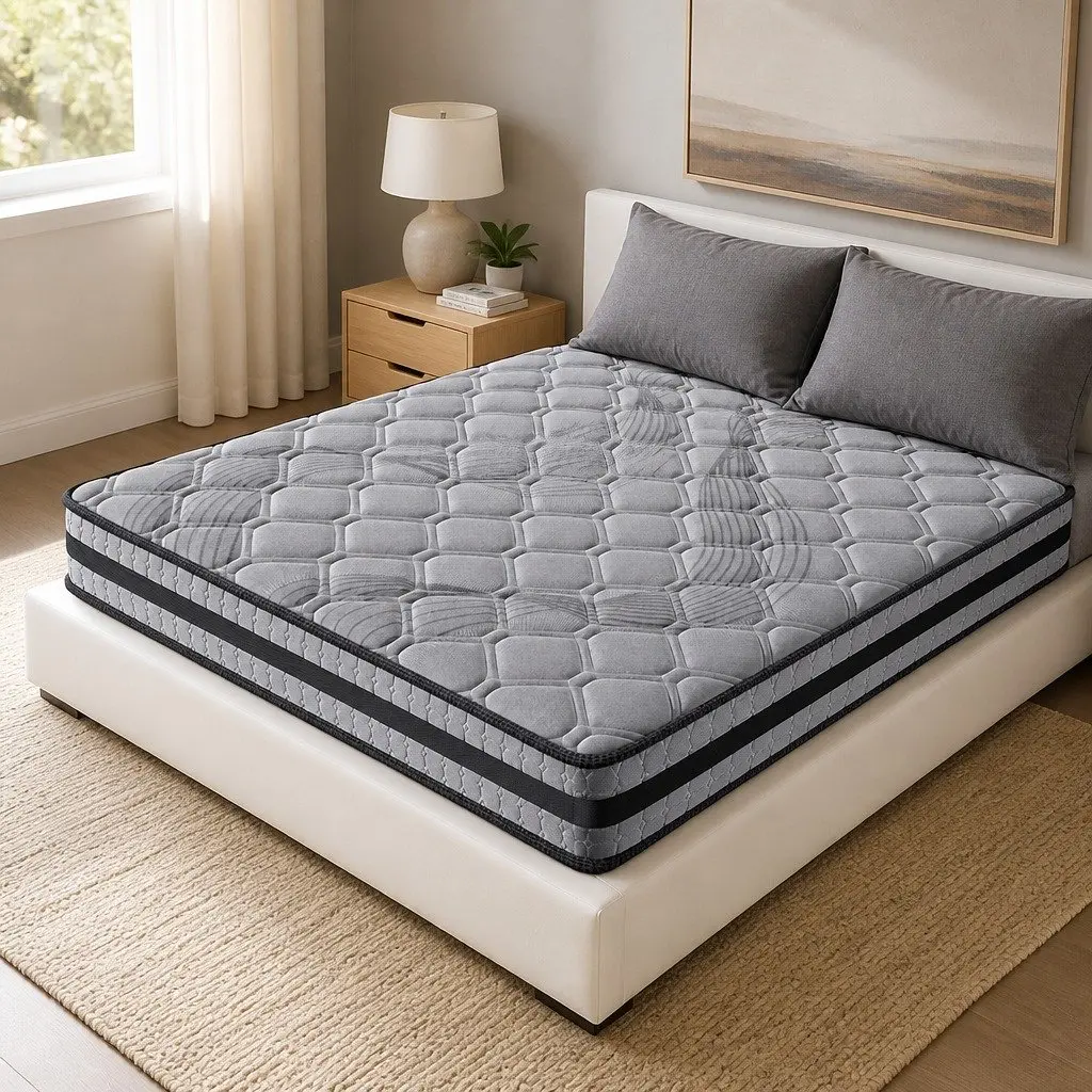 Queen Pocket Coil Mattress Medium Firm Support Breathable 22cm