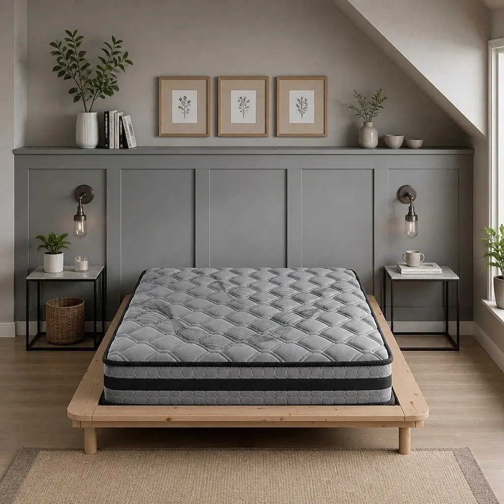 Queen Pocket Coil Mattress Medium Firm Support Breathable 22cm