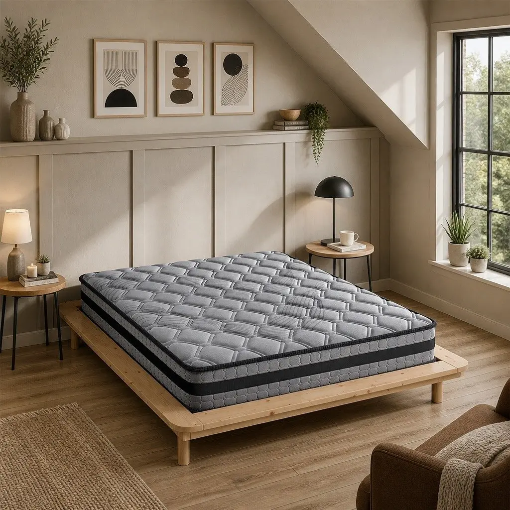 Queen Pocket Coil Mattress Medium Firm Support Breathable 22cm
