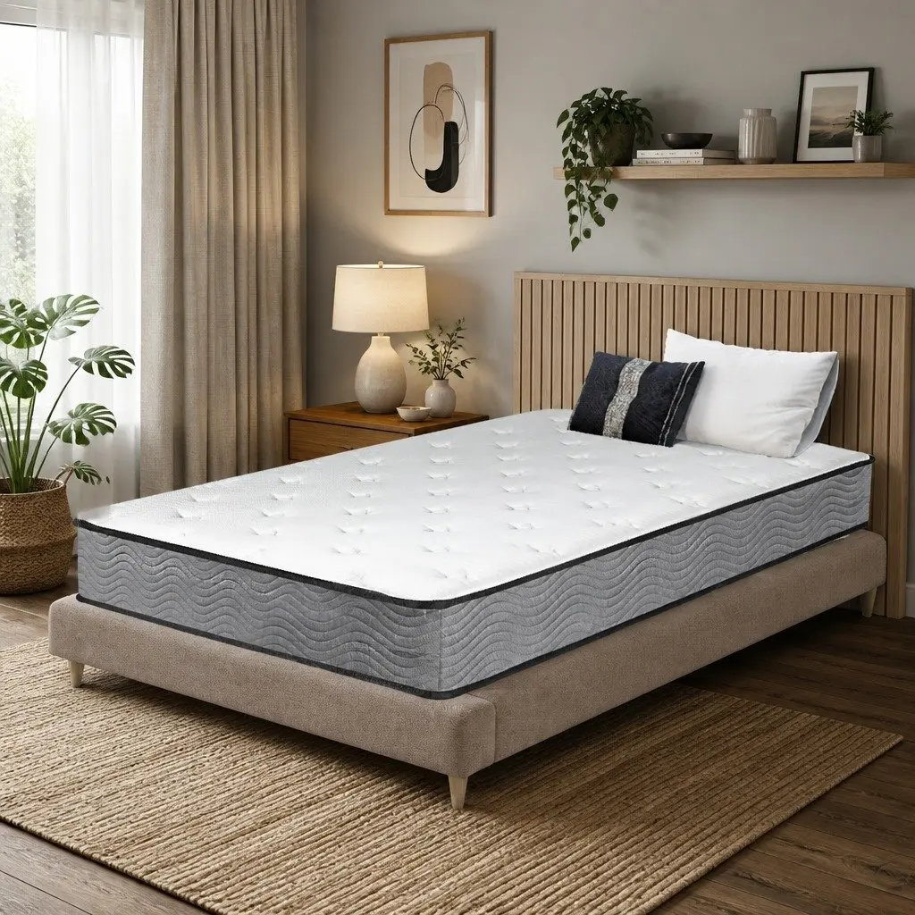 King Single Spring Mattress 6-Zone Pocket Coil Extra Firm Support 203cm x 106cm x 23cm