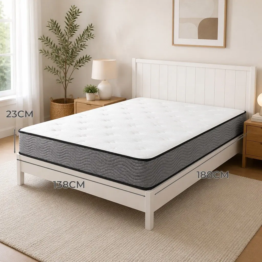 Double Pocket Spring Mattress 6-Zone Support Extra Firm Double Size 23cm Thickness