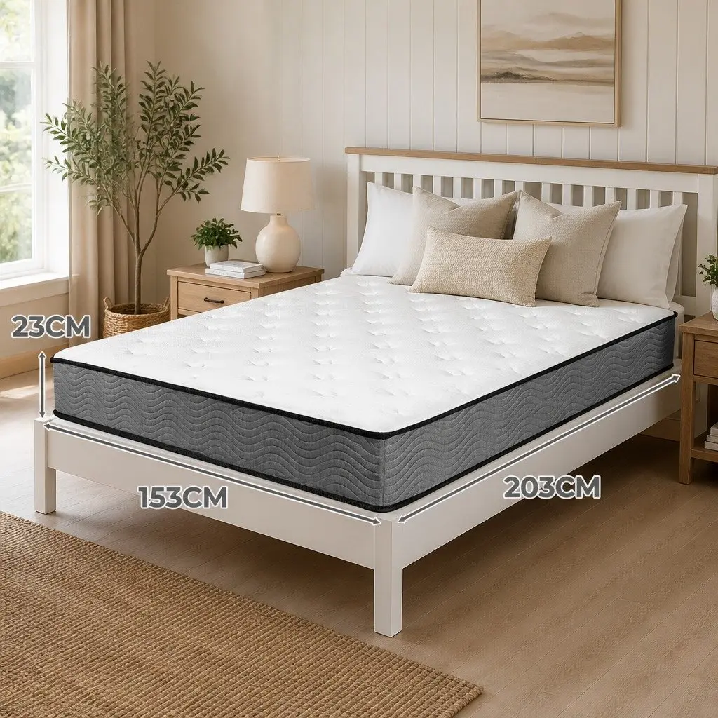 Queen Pocket Spring Mattress Super Firm Support 203cm x 153cm x 23cm