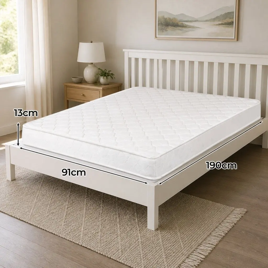 Single Mattress Bonnell Spring Coil High Firm Support Bed Foam Elegant Sides