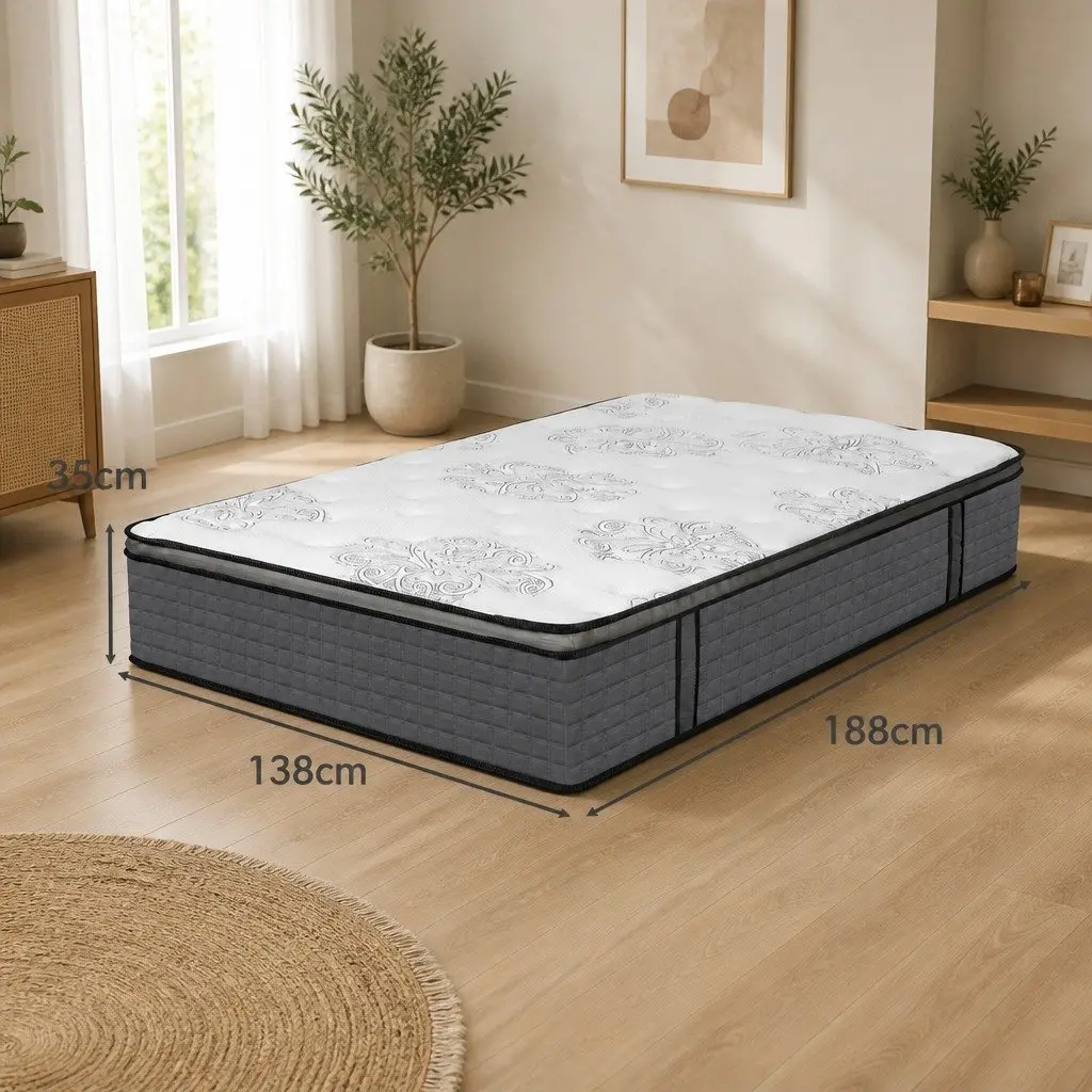 Double Spring Mattress 5-Zone Support Medium Firmness Egg Crate Foam Double Size 188cm x 138cm