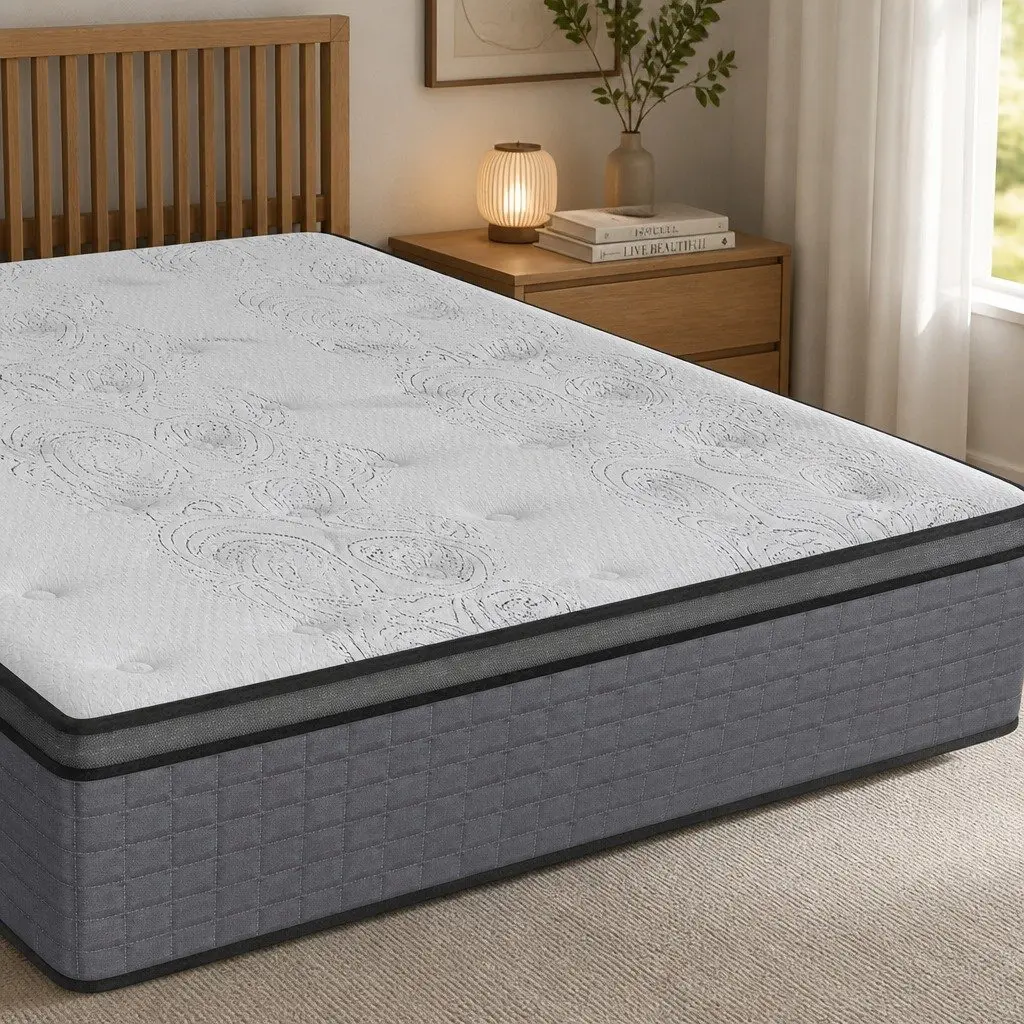 Double Spring Mattress 5-Zone Support Medium Firmness Egg Crate Foam Double Size 188cm x 138cm