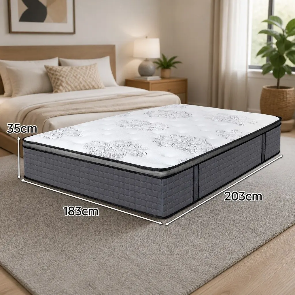 King Size Spring Mattress 5-Zone Pocket Coil Medium Firm Egg-Crate Foam Bed