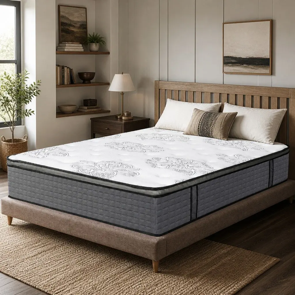 King Size Spring Mattress 5-Zone Pocket Coil Medium Firm Egg-Crate Foam Bed