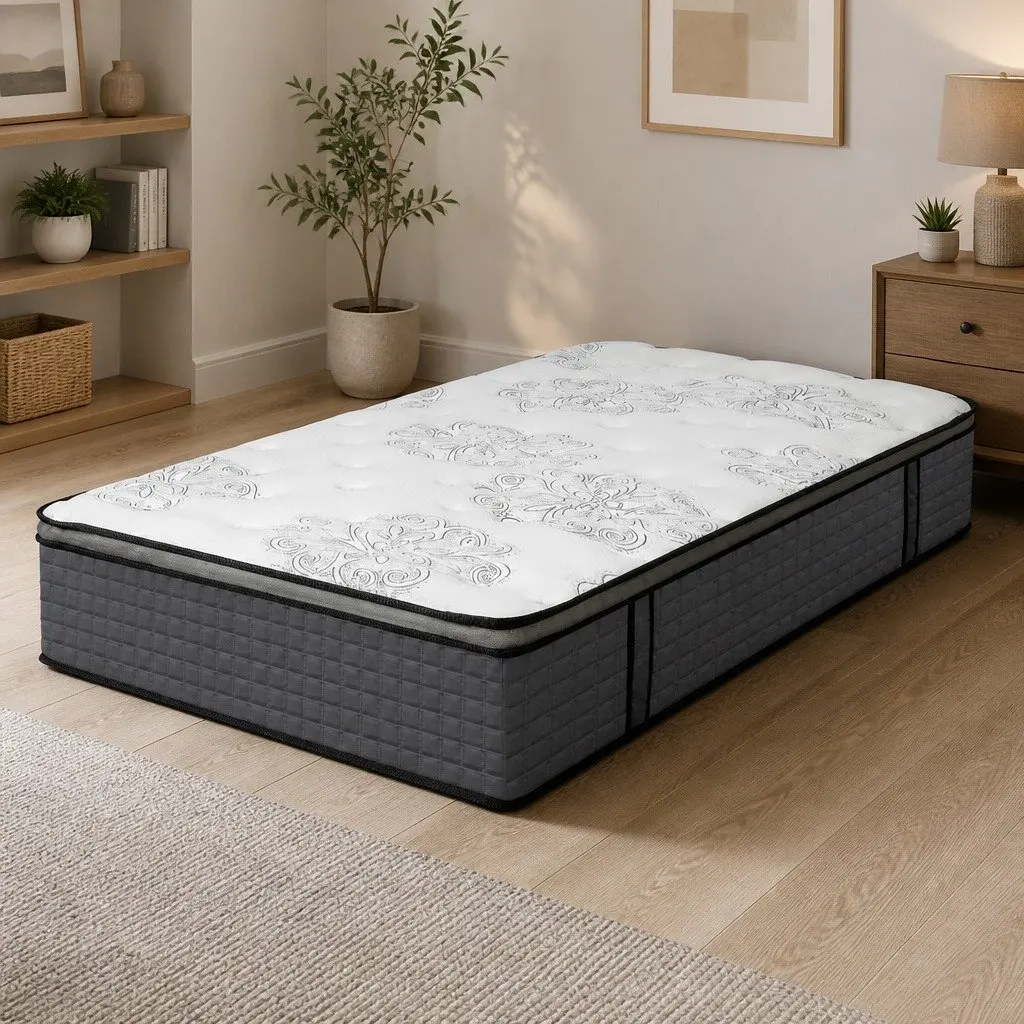 Single Spring Mattress Pocket Coil Egg-Crate Foam Medium Firmness 190cm x 91cm