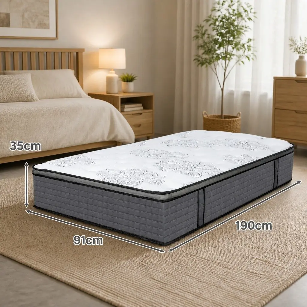 Single Spring Mattress Pocket Coil Egg-Crate Foam Medium Firmness 190cm x 91cm