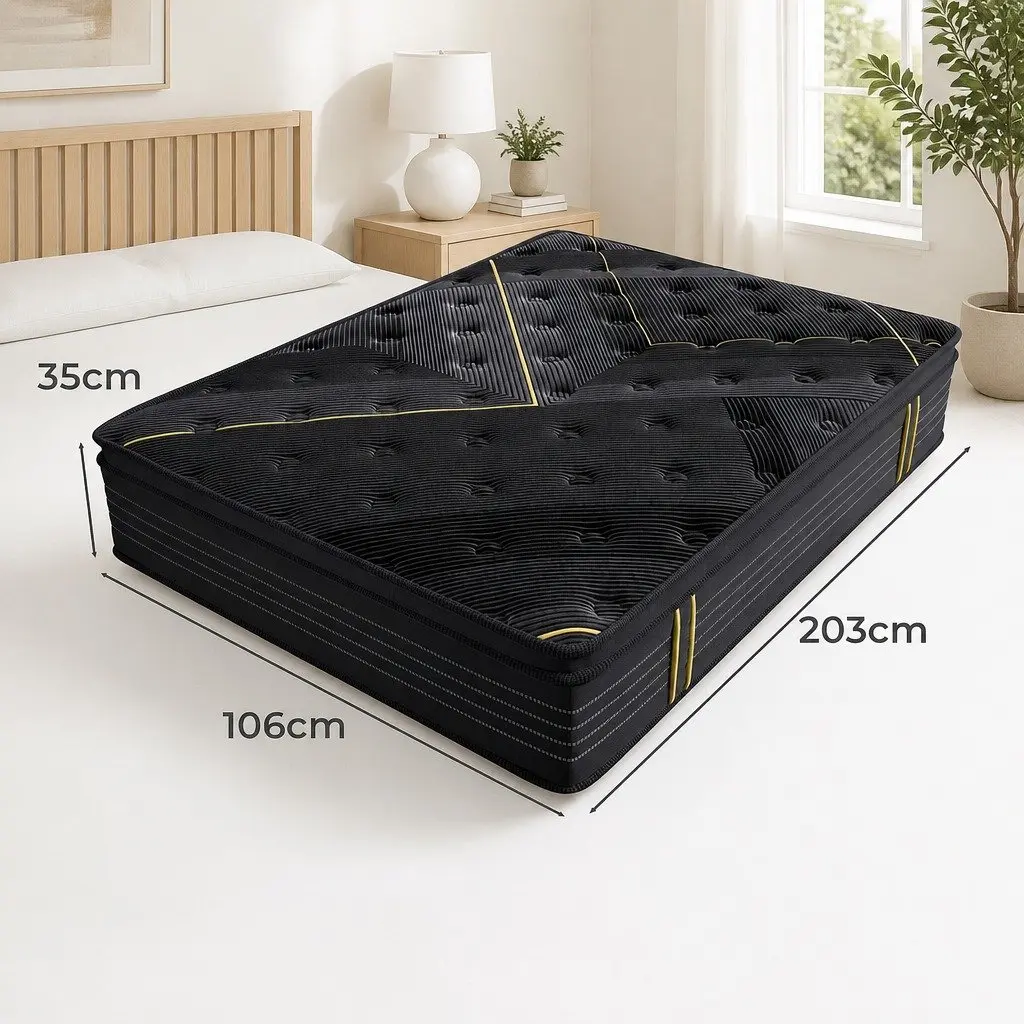 King Single Mattress Bamboo Charcoal Pocket Spring Euro Top 35cm