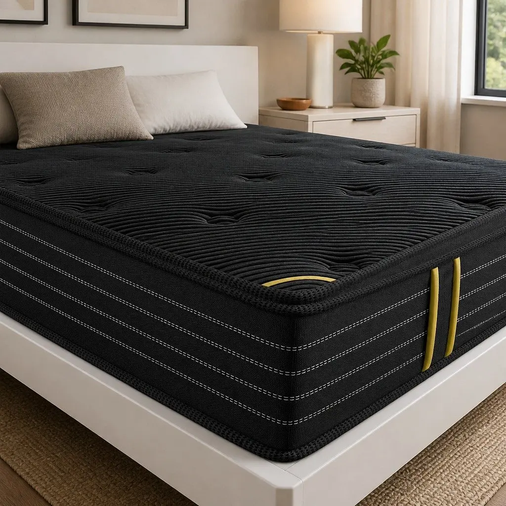 Spring Mattress Bamboo Charcoal Euro Top Double Bed Pocket Coil Support 188cm x 138cm 35cm Thickness