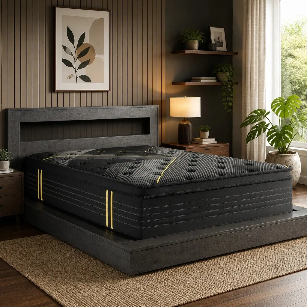 Spring Mattress Bamboo Charcoal Euro Top Double Bed Pocket Coil Support 188cm x 138cm 35cm Thickness