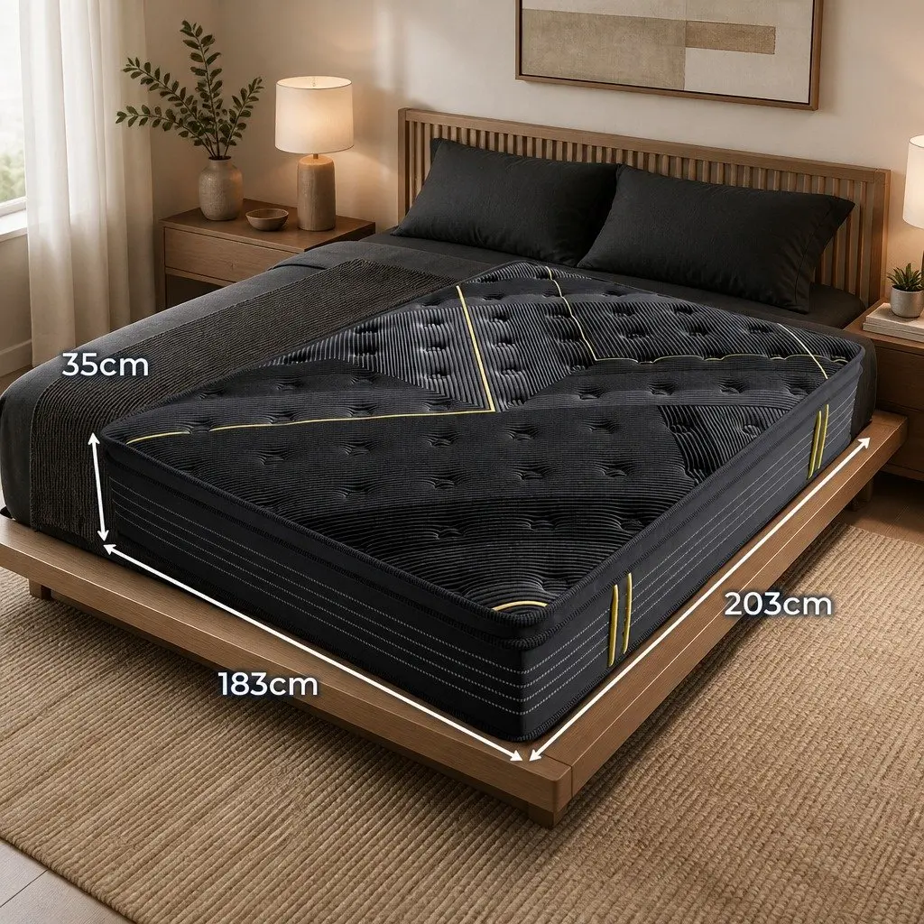 King Spring Mattress Bamboo Charcoal Pocket Coil Euro Top 203cm x 183cm