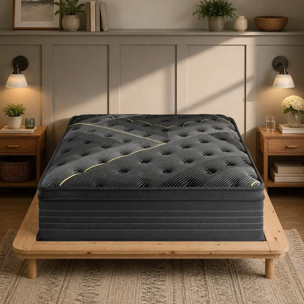 King Spring Mattress Bamboo Charcoal Pocket Coil Euro Top 203cm x 183cm