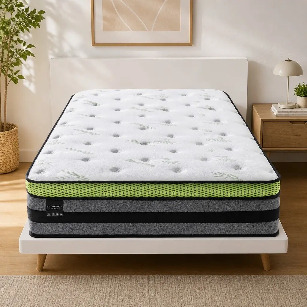 Pocket Spring Mattress 7-Zone Medium-Firm Support King Single Size Cool Gel Infused Memory Foam Bamboo Fibre Cover