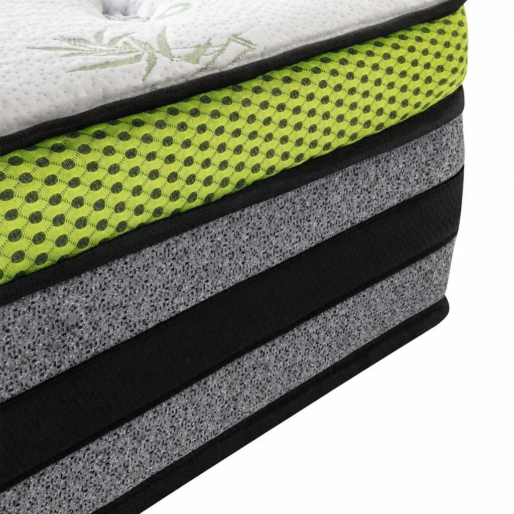 Double Pocket Spring Mattress Medium-Firm 7-Zone Support Cool Gel Memory Foam 188cm x 137cm x 30cm