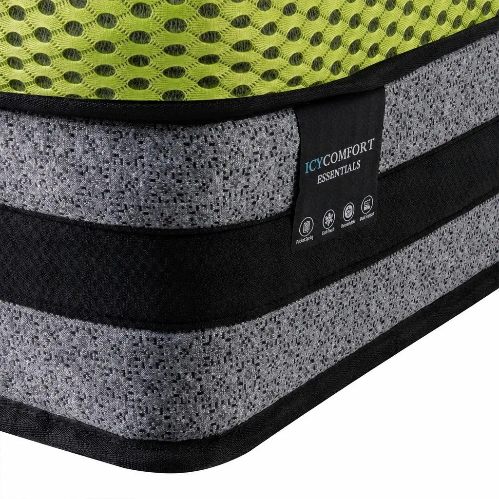 Double Pocket Spring Mattress Medium-Firm 7-Zone Support Cool Gel Memory Foam 188cm x 137cm x 30cm