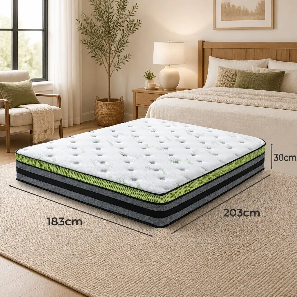 King Pocket Spring Mattress Cooling Gel Memory Foam Medium-Firm Support Bed