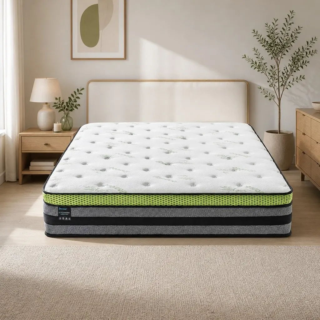 Queen Pocket Spring Mattress Medium-Firm Cool Gel Memory Foam 203x153cm