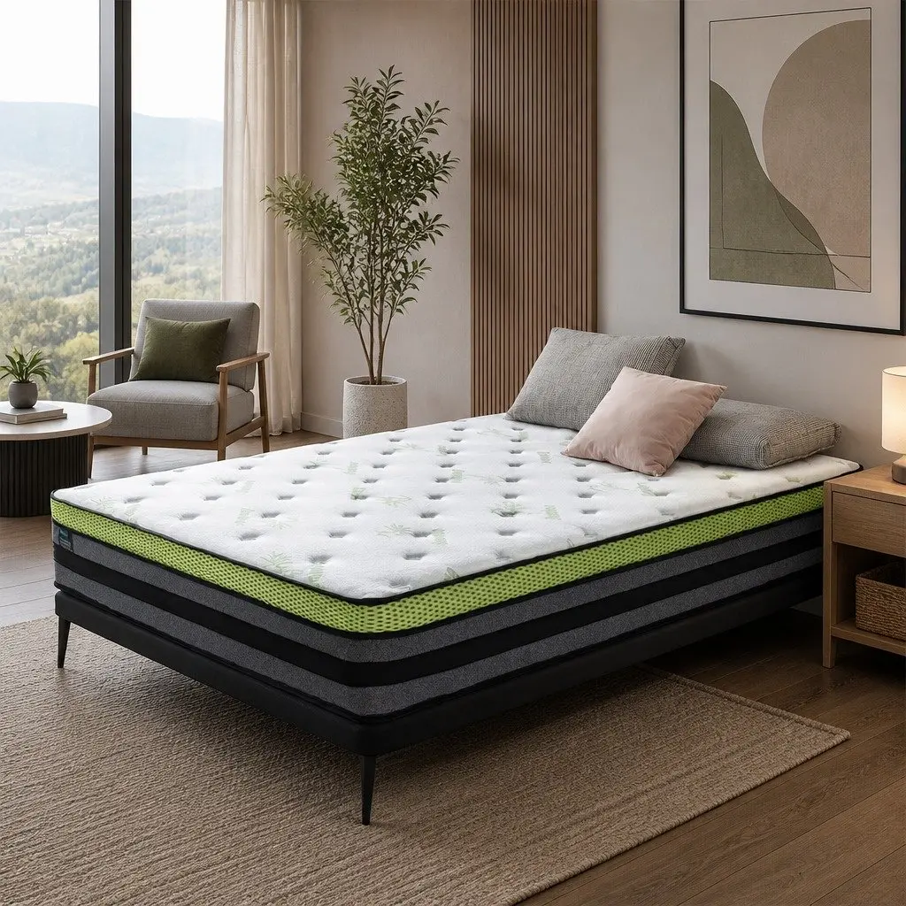 Queen Pocket Spring Mattress Medium-Firm Cool Gel Memory Foam 203x153cm
