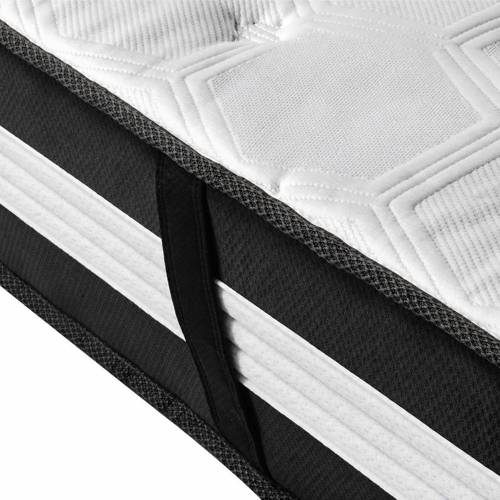 King Single Cooling Mattress 5 Zone Pocket Spring 25cm Medium Firm Bed Sleep