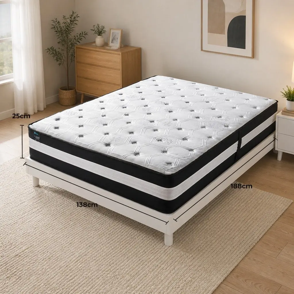 Pocket Spring Mattress 5 Zone Medium Firm 25cm Cool Gel Ice Silk