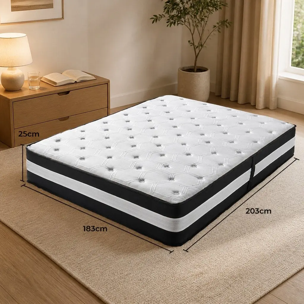 King Mattress 5 Zone Pocket Spring 25cm Medium Firm Support Cool Gel
