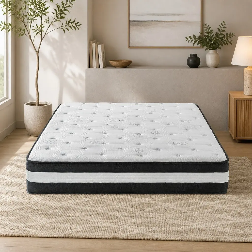 Queen Pocket Spring Mattress 5 Zone Cooling Technology 25cm Medium Firm Support Ice Silk