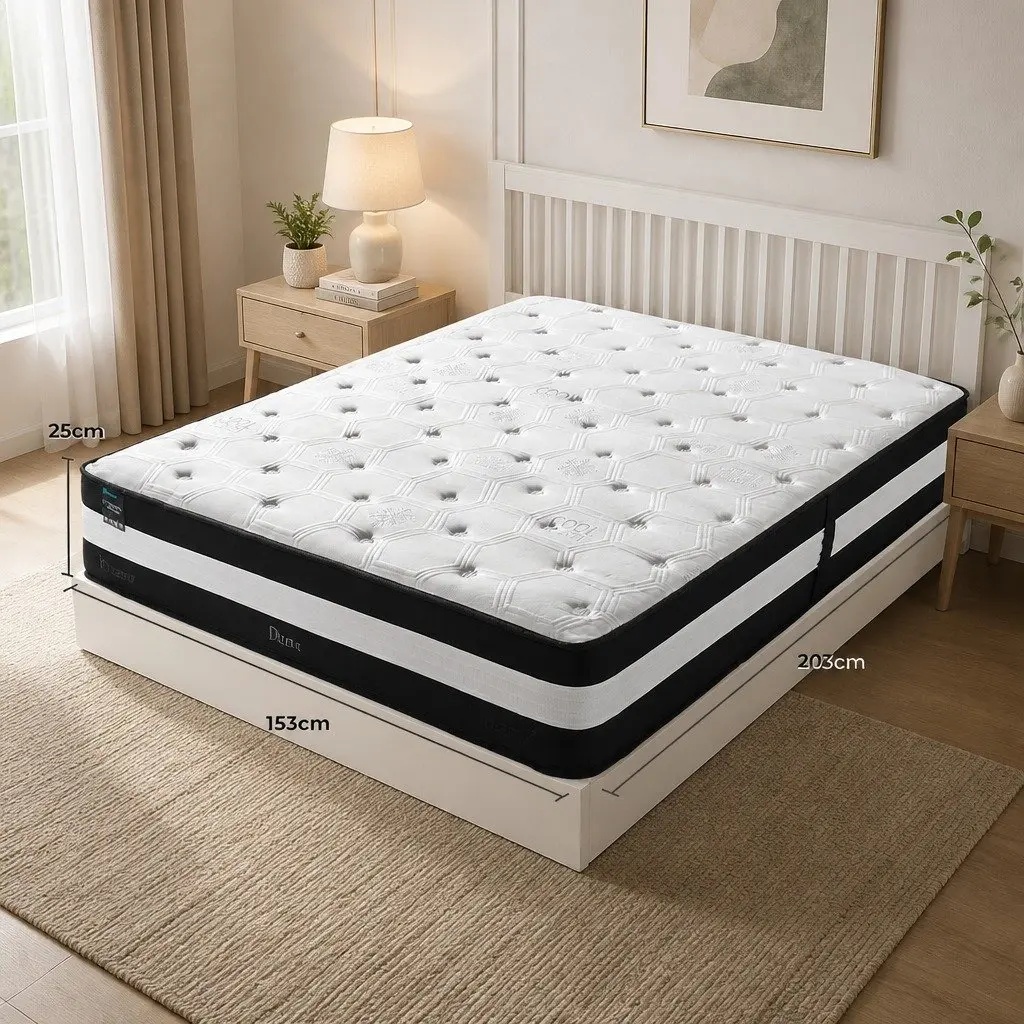 Queen Pocket Spring Mattress 5 Zone Cooling Technology 25cm Medium Firm Support Ice Silk