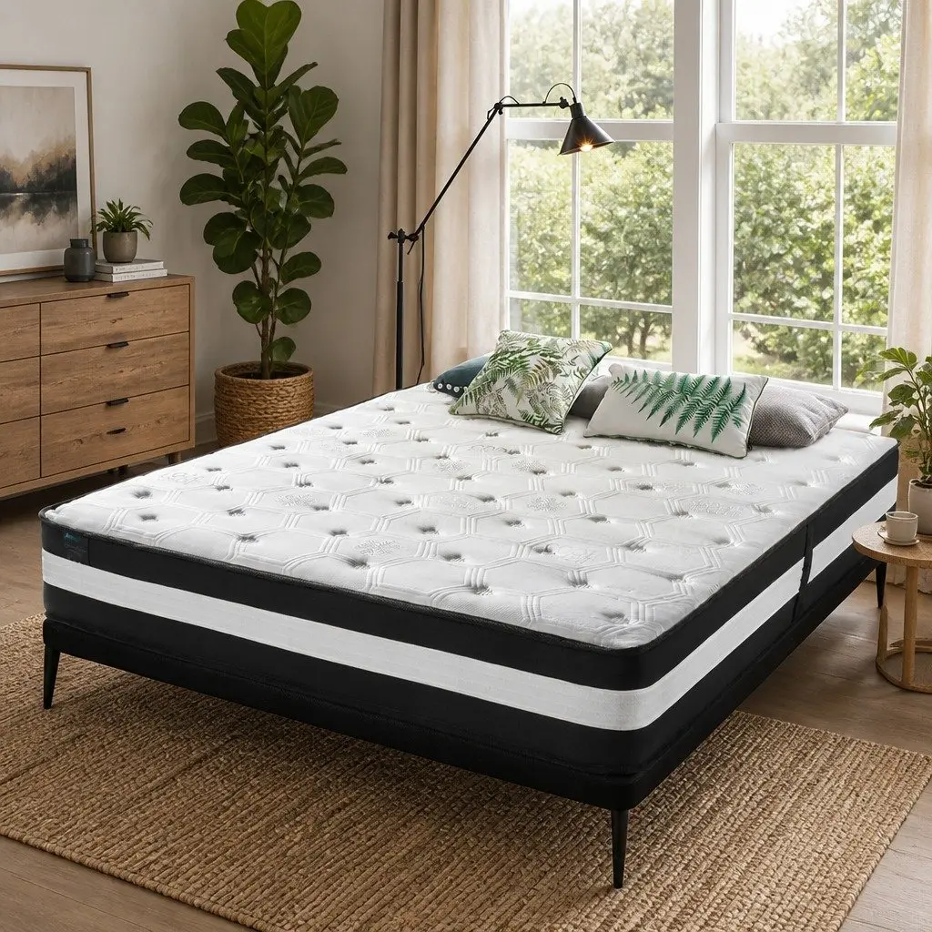 Queen Pocket Spring Mattress 5 Zone Cooling Technology 25cm Medium Firm Support Ice Silk