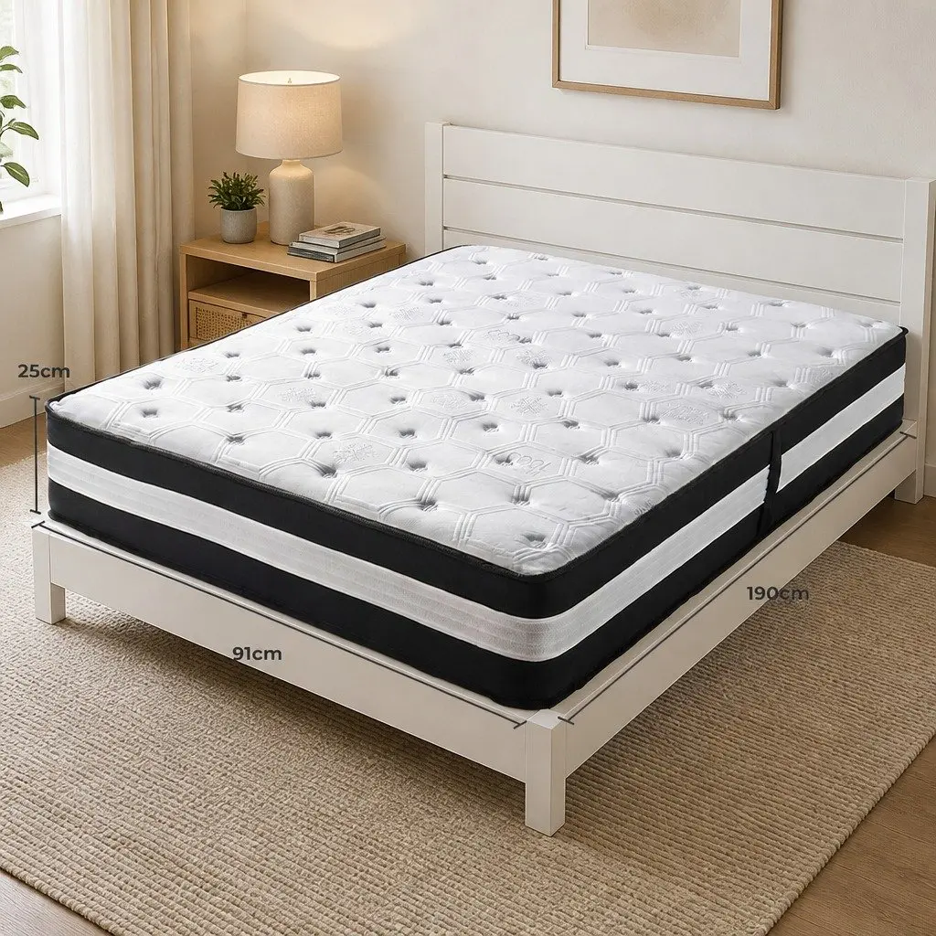 Single Cooling Mattress 5 Zone Pocket Spring 25cm Medium Firm Gel Memory Foam