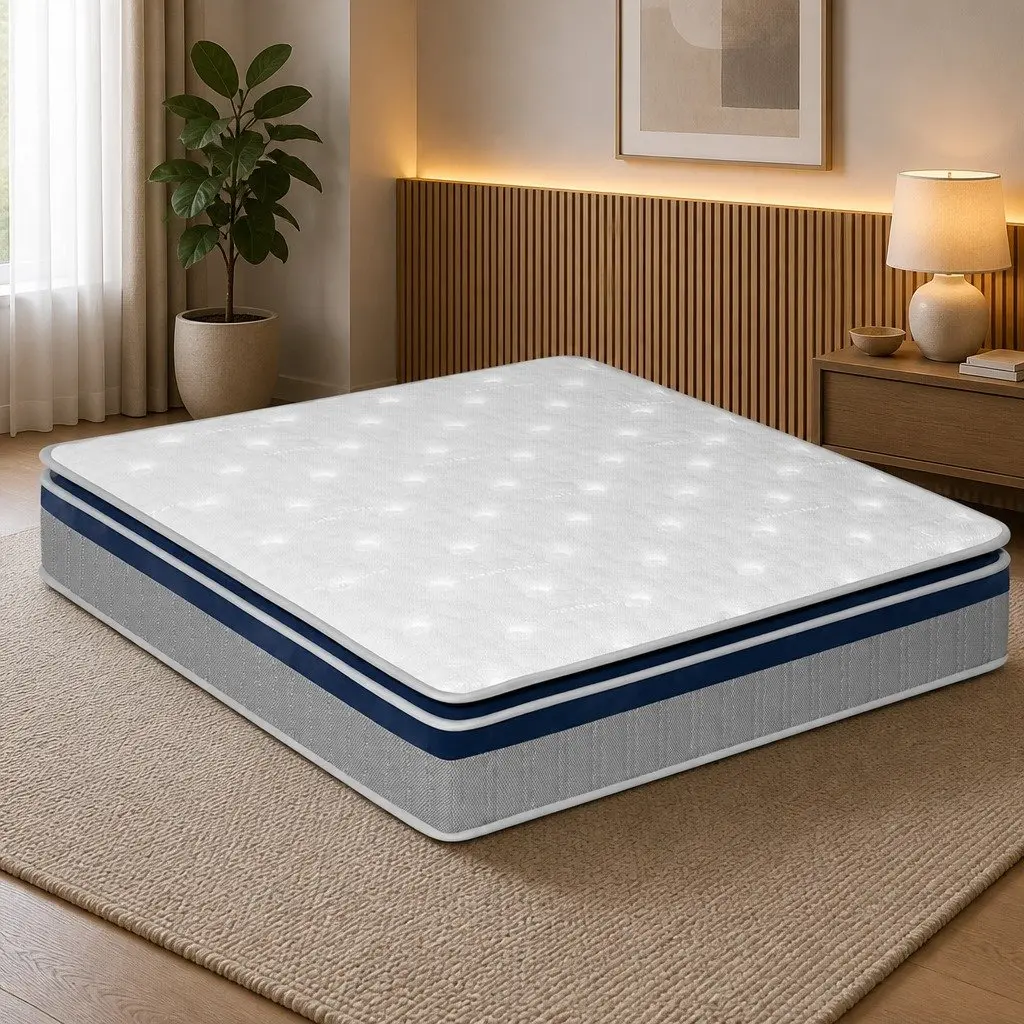Double Spring Mattress Pillow Top 32cm Pocket Coil Foam Support