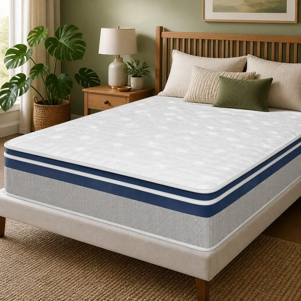 Double Spring Mattress Pillow Top 32cm Pocket Coil Foam Support