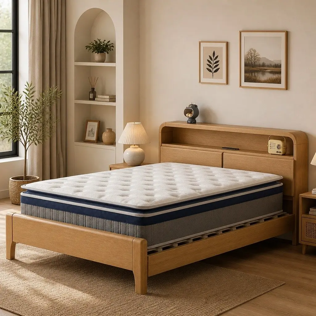 Double Spring Mattress Pillow Top 32cm Pocket Coil Foam Support