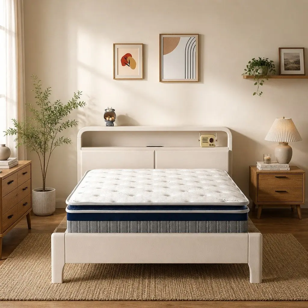 Double Spring Mattress Pillow Top 32cm Pocket Coil Foam Support