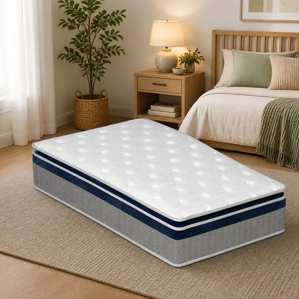 Single Pillow Top Spring Mattress 7-Zone Pocket Coil Support 32cm Thick