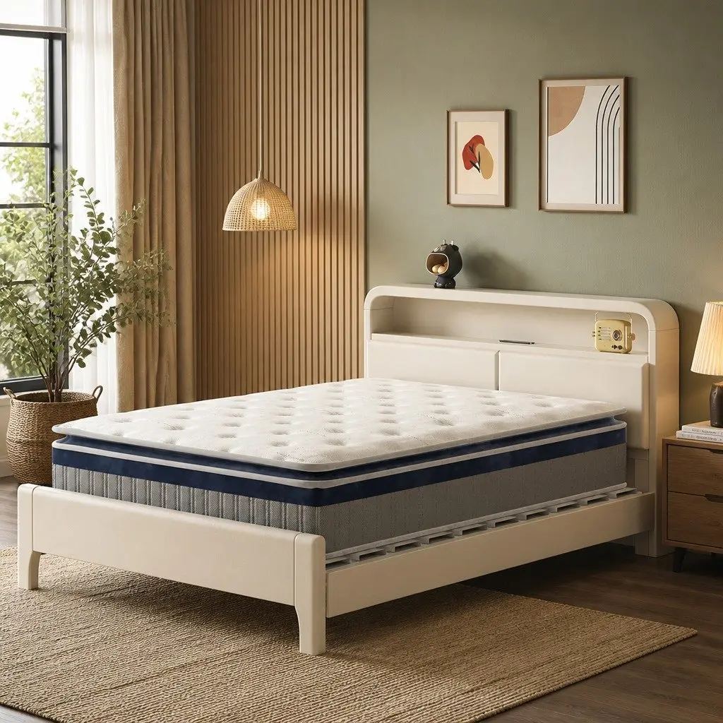Single Pillow Top Spring Mattress 7-Zone Pocket Coil Support 32cm Thick