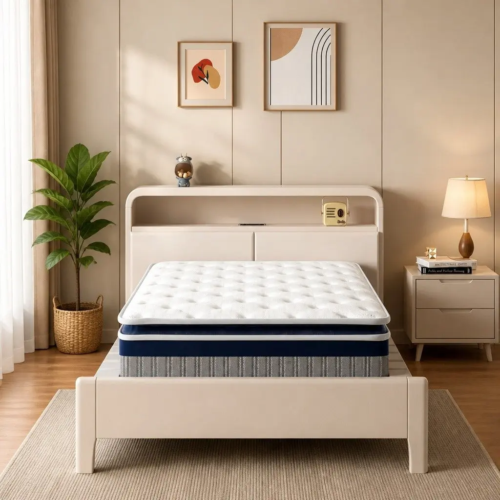 Single Pillow Top Spring Mattress 7-Zone Pocket Coil Support 32cm Thick