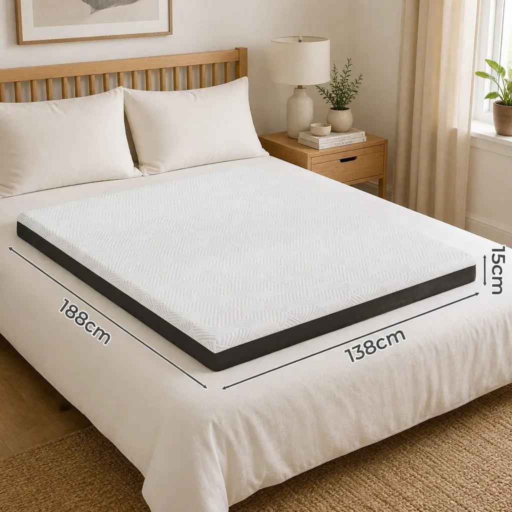 Double Mattress Gel Memory Foam Cooling Breathable 15cm Medium Firm Support