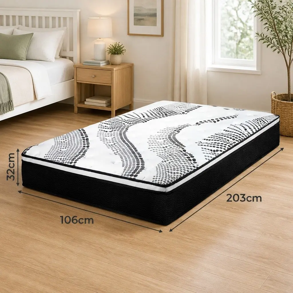 Pocket Spring Mattress 7 Zone Hybrid Foam Support 32cm King Single
